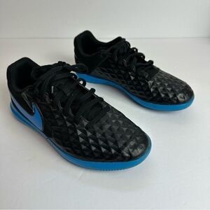 Nike Tiempo Legend Youth Size 4.5 Indoor Soccer Shoes EU 36.5 Black Blue Unisex